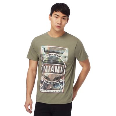 Big and tall khaki miami print t-shirt